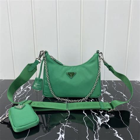 prada green nylon shoulder bag